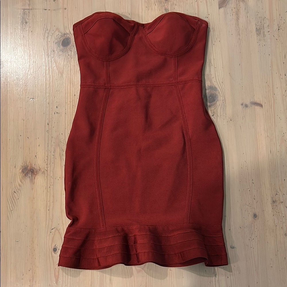 PrettyLittleThing Strapless Red Dress